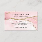 Minimalistisch Blush Pink Gold Glitzer Marmorhalte Visitenkarte (Rückseite)