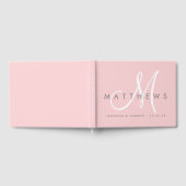 Minimalistisch Blush Pink Gray Moderne Monogramm H Gästebuch (Voll)