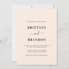 Minimalistisch Blush Pink Live Stream Wedding Einladung