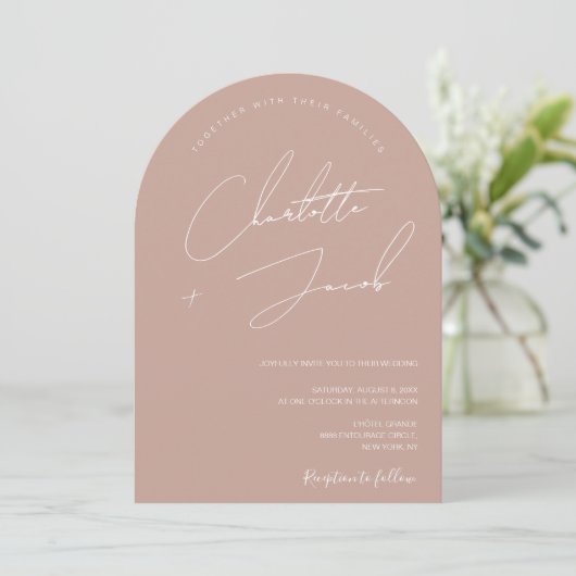 Minimalistisch Blush Pink Moderne Hochzeit Einladung (Stehend Vorderseite)