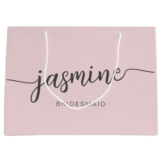 Minimalistisch Blush Pink Monogram Girl Script Große Geschenktüte (Vorderseite)