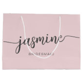 Minimalistisch Blush Pink Monogram Girl Script Große Geschenktüte (Rückseite)