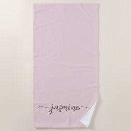 Minimalistisch Blush Pink Monogram Name Riesiges S Strandtuch