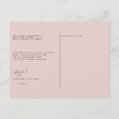 Minimalistisch Blush Pink Wedding Danke Postkarte (Rückseite)
