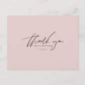 Minimalistisch Blush Pink Wedding Danke Postkarte (Vorderseite)