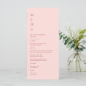 Minimalistisch Blush PInk Wedding Menükarte (Stehend Vorderseite)