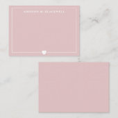 Minimalistisch Blush Rosa und Weiß Herz Personalis Mitteilungskarte (Vorne/Hinten)