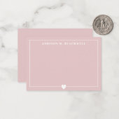 Minimalistisch Blush Rosa und Weiß Herz Personalis Mitteilungskarte (Vorderseite/Rückseite Beispiel)