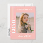 Minimalistisch Blush Rose Rosa Abschluss Ankündigu Postkarte (Vorne/Hinten)