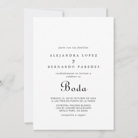 Minimalistisch Boda Wedding Einladung (Vorderseite)