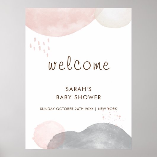 Minimalistisch Boho Abstrakt Baby Dusche Willkomme Poster (Vorne)