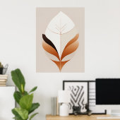 Minimalistisch Boho Abstrakt Leaf Earth Tone Poste Poster (Heimbüro)