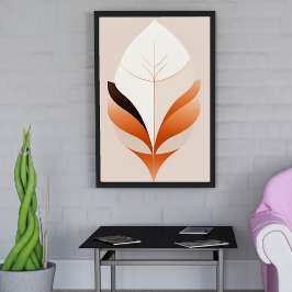 Minimalistisch Boho Abstrakt Leaf Earth Tone Poste Poster