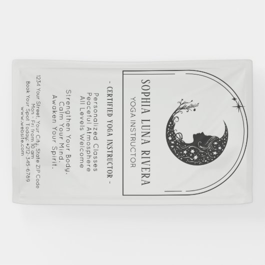 Minimalistisch Boho Arch Celestial Crescent Moon Banner (Horizontal)