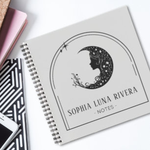 Minimalistisch Boho Arch Celestial Crescent Moon Notizblock
