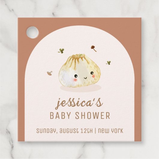 Minimalistisch Boho Arch Chinese Dumpling Baby Dus Geschenkanhänger (Vorderseite)