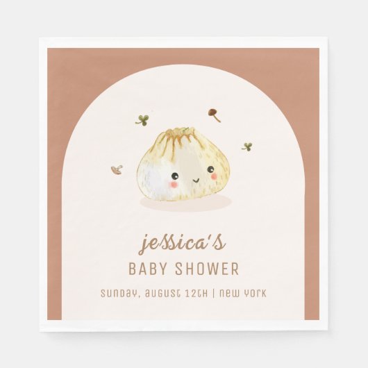 Minimalistisch Boho Arch Chinese Dumpling Baby Dus Serviette (Vorderseite)