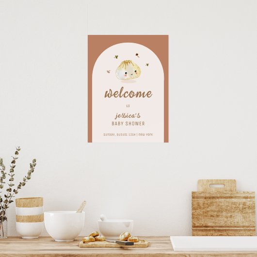 Minimalistisch Boho Arch Dumpling Babydusche Empfa Poster (Küche)