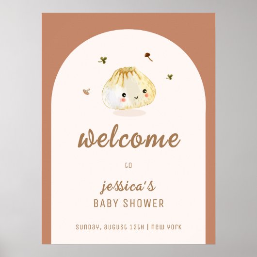 Minimalistisch Boho Arch Dumpling Babydusche Empfa Poster (Vorne)