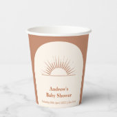 Minimalistisch Boho Arch Sunshine Baby Dusche Pappbecher (Rückseite)