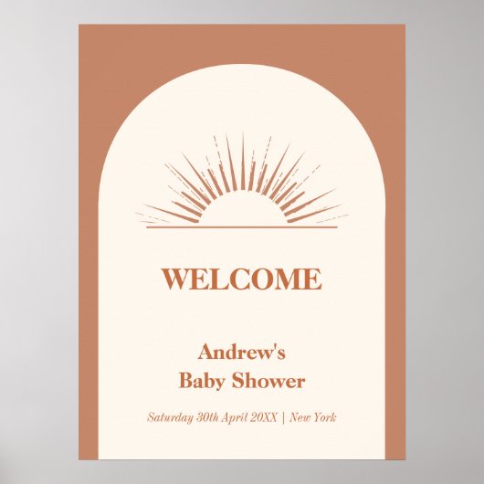 Minimalistisch Boho Arch Sunshine Baby Dusche Will Poster (Vorne)