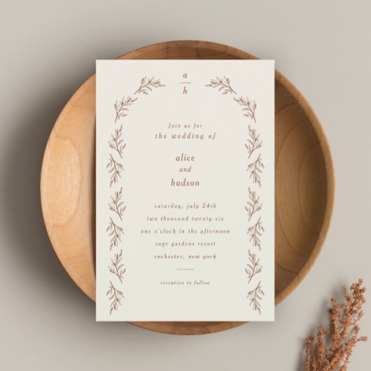 Minimalistisch Boho Arch Terracotta Wedding Einladung