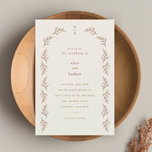 Minimalistisch Boho Arch Terracotta Wedding Magneteinladung