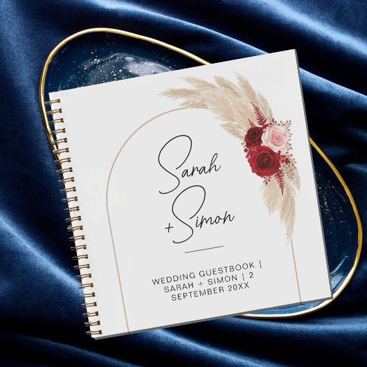 Minimalistisch Boho Arch Wedding Gästebuch Notizblock