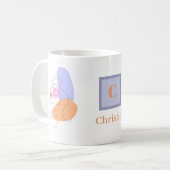 Minimalistisch Boho Art Blue Orange Pastell Custom Kaffeetasse (Vorderseite Links)