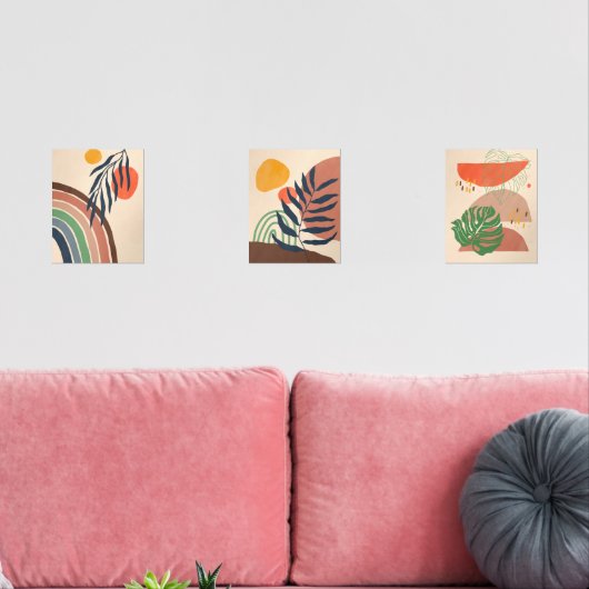 Minimalistisch Boho Ästhetik Moderne Kunst Set (Wohnzimmer)