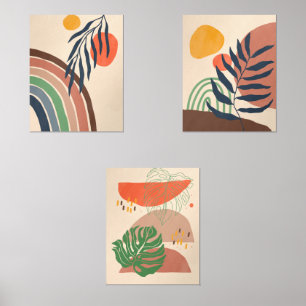 Minimalistisch Boho Ästhetik Moderne Kunst Set