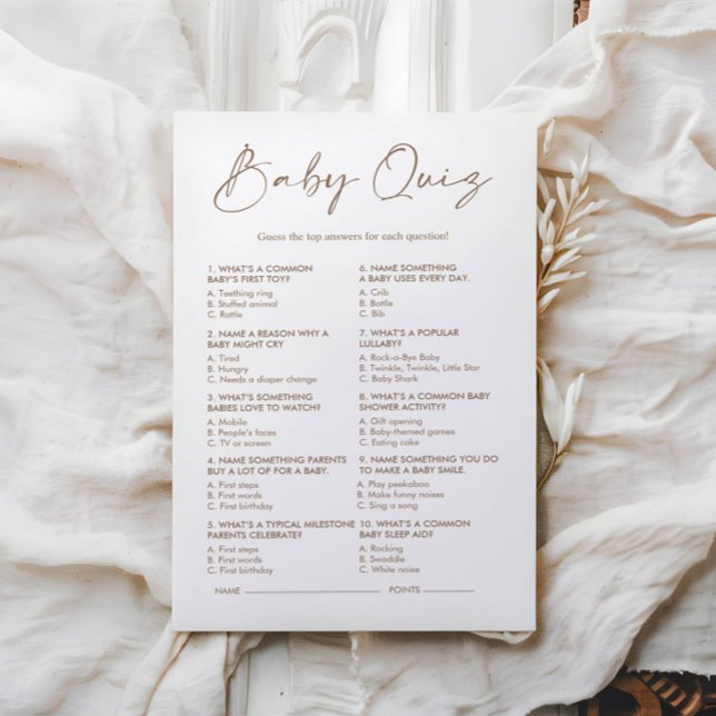 Minimalistisch Boho Baby Quiz Baby Showspiel (Von Creator hochgeladen)