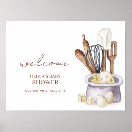 Minimalistisch Boho Bäckerei Koch Babydusche Empfa Poster