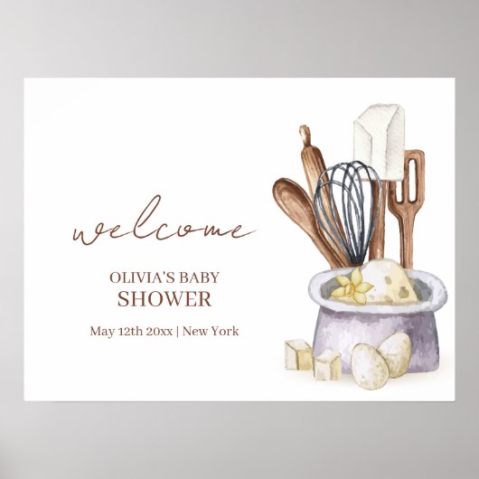 Minimalistisch Boho Bäckerei Koch Babydusche Empfa Poster (Vorne)