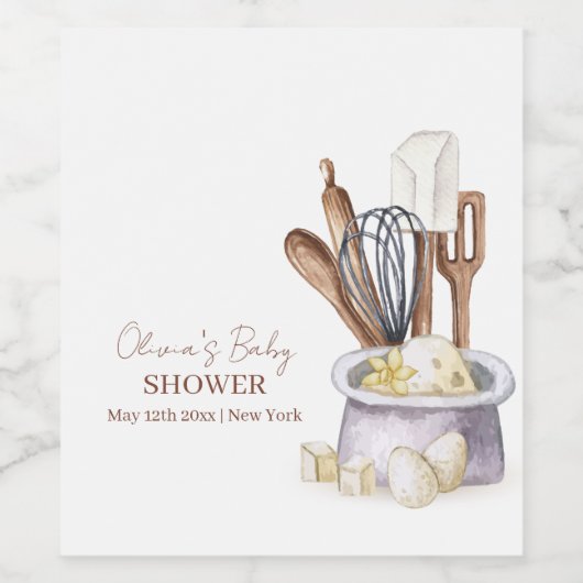 Minimalistisch Boho Bäckerei Koch Babydusche Weine Weinetikett (Einzelnes Label)