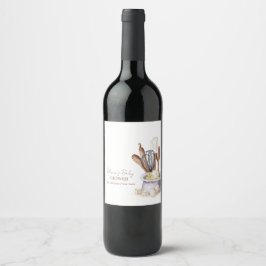 Minimalistisch Boho Bäckerei Koch Babydusche Weine Weinetikett