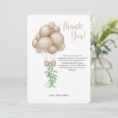 Minimalistisch Boho Balloon Babydusche Danke Karte (Stehend Vorderseite)