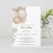 Minimalistisch Boho Balloons Babydusche Einladung (Stehend Vorderseite)