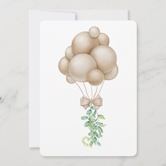 Minimalistisch Boho Balloons Babydusche Einladung (Rückseite)