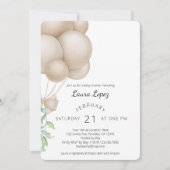 Minimalistisch Boho Balloons Babydusche Einladung (Vorderseite)