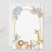 Minimalistisch Boho Blue Floral Safari Baby Dusche Einladung (Rückseite)