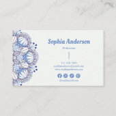 Minimalistisch Boho Blue Mandala Beruflich Visitenkarte (Rückseite)