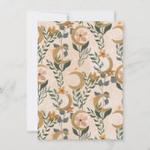 Minimalistisch Boho Blush Bloral Moon Babydusche Einladung (Rückseite)