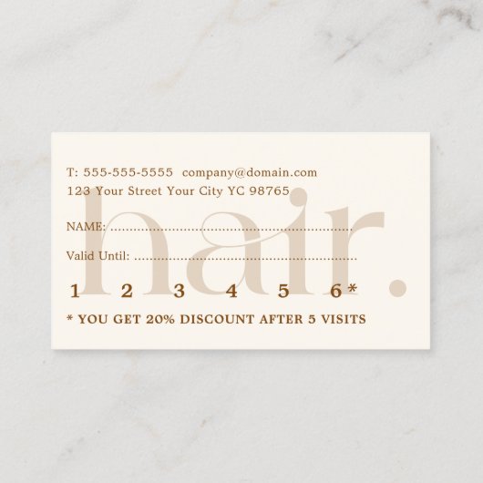 Minimalistisch Boho Boho Brown Beauty Loyalty Card Treuekarte (Rückseite)