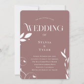 Minimalistisch Boho Botanical Mauve Wedding Einladung (Vorderseite)