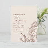 Minimalistisch Boho Botanical Terracotta Wedding I Einladung (Stehend Vorderseite)