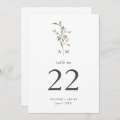 Minimalistisch Boho Botanicals-Tischnummer (Vorne/Hinten)