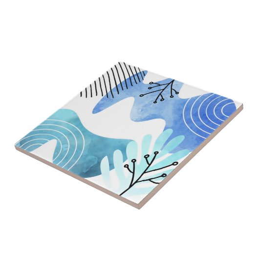 Minimalistisch Boho Botanische Blätter Kunst, Dich Fliese (Seite)