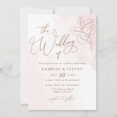 Minimalistisch Boho Botanische Hochzeit Einladung (Vorderseite)