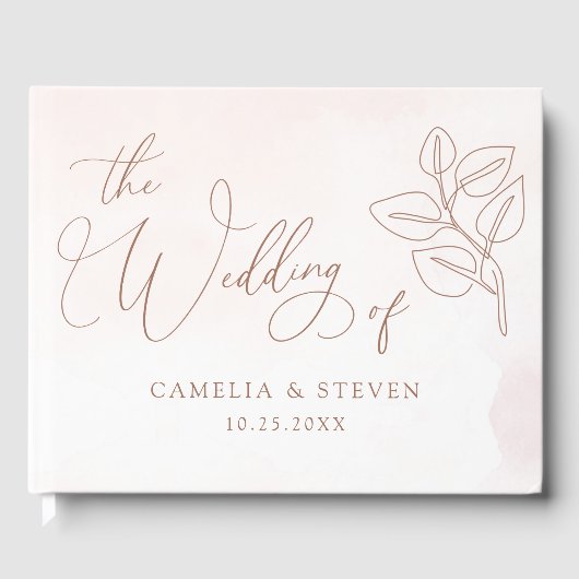 Minimalistisch Boho Botanische Hochzeit Gästebuch (Vorderseite)